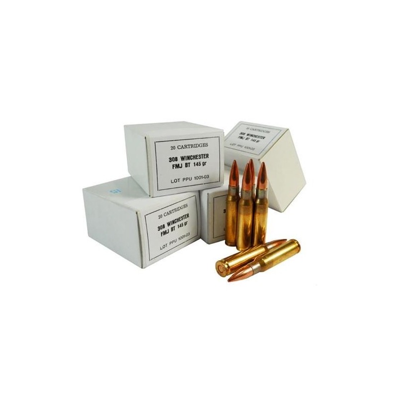 Cartouche PPU .308 Win 145gr FMJBT