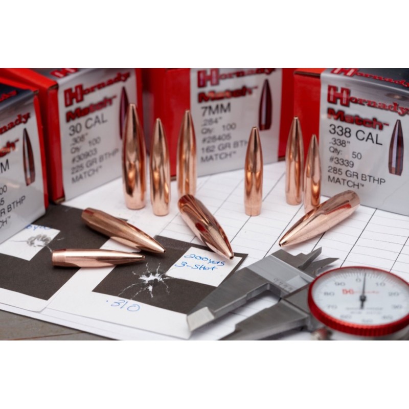 Ogives HORNADY BTHP MATCH - cal: 30 (.308") - 168gr - boite de 100
