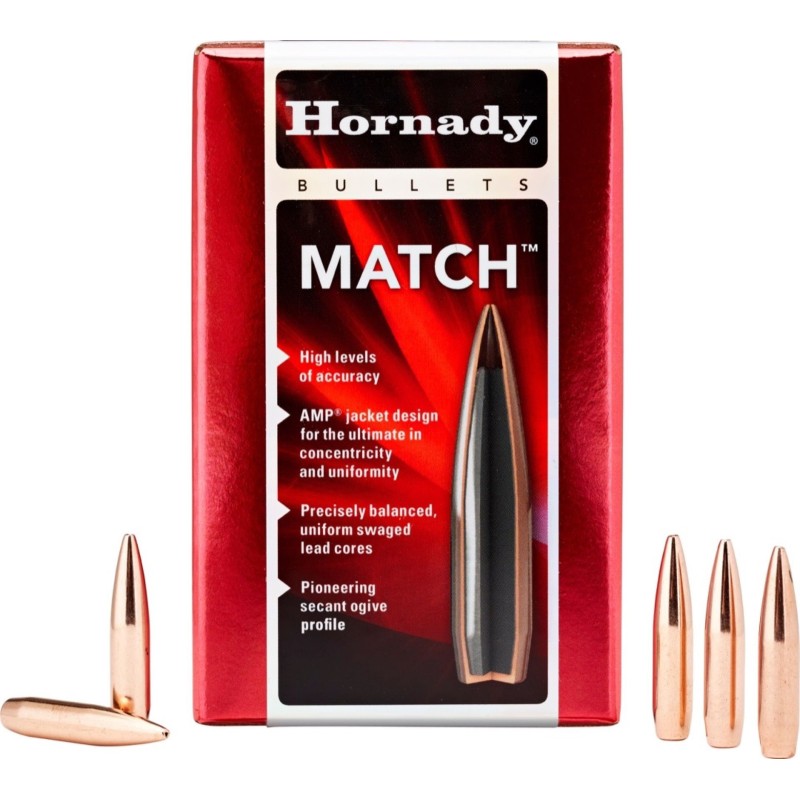 Ogives HORNADY BTHP MATCH - cal: 30 (.308") - 168gr - boite de 100
