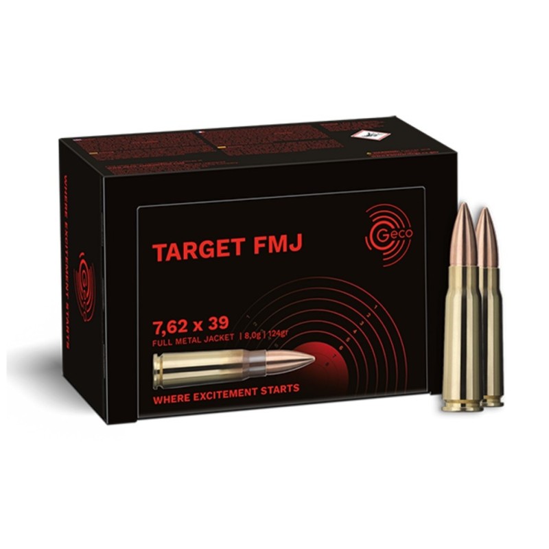 Cartouches GECO Target 7,62x39 124gr FMJ x50