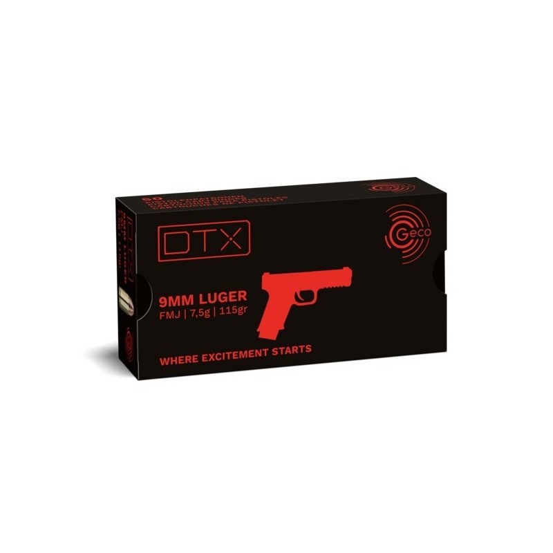 Cartouches GECO DTX 9mm 115gr FMJ x50