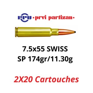 Cartouches PPU SP - Calibre 7,5x55 SUISSE  - 174grs