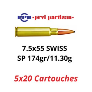 Cartouches PPU SP - Calibre 7,5x55 SUISSE  - 174grs