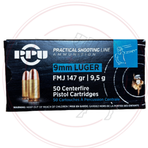 PPU Cartouches 9mm luger FMJ - 147grs - Practical shooting line (IPSC)