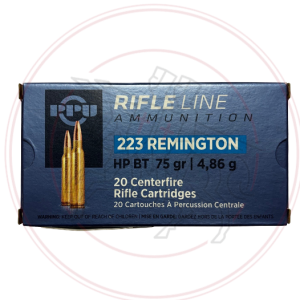 Cartouches PPU HPBT - Cal: 223 Rem - 75Grs (4.68 gr) - Boite de 20