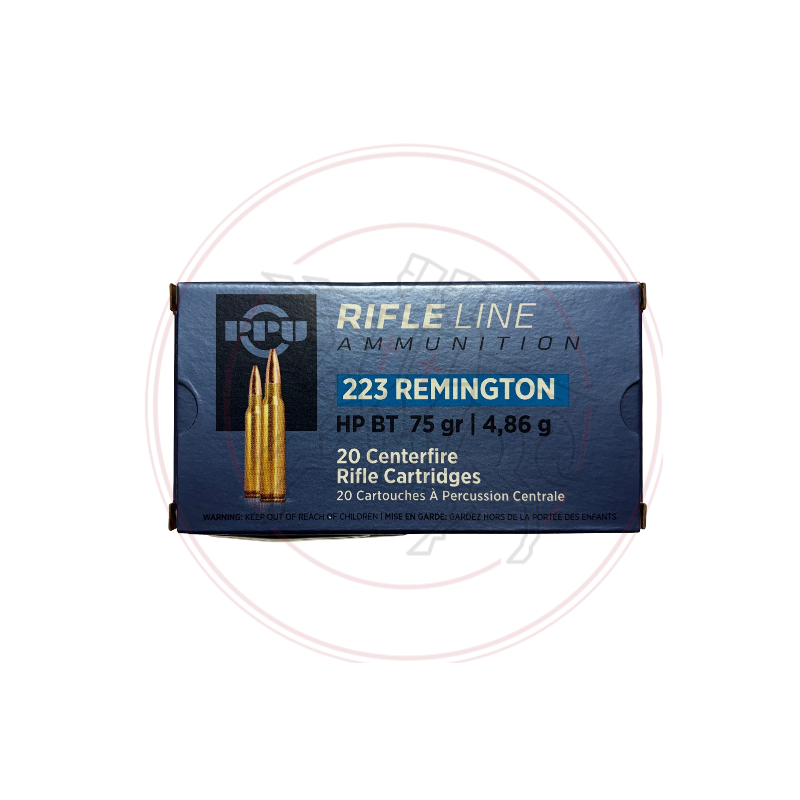 Cartouches PPU HPBT - Cal: 223 Rem - 75Grs (4.68 gr) - Boite de 20