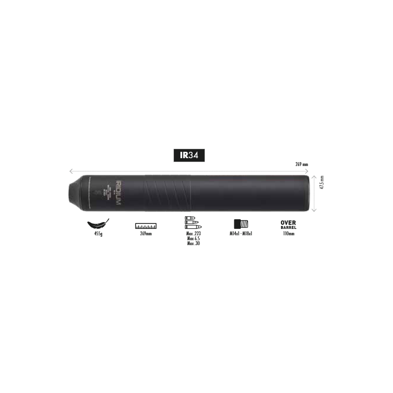 MODERATEUR DE SON BROWNING IRIDIUM IR34 - cal: 6,5mm - 6,5 PRC MAX