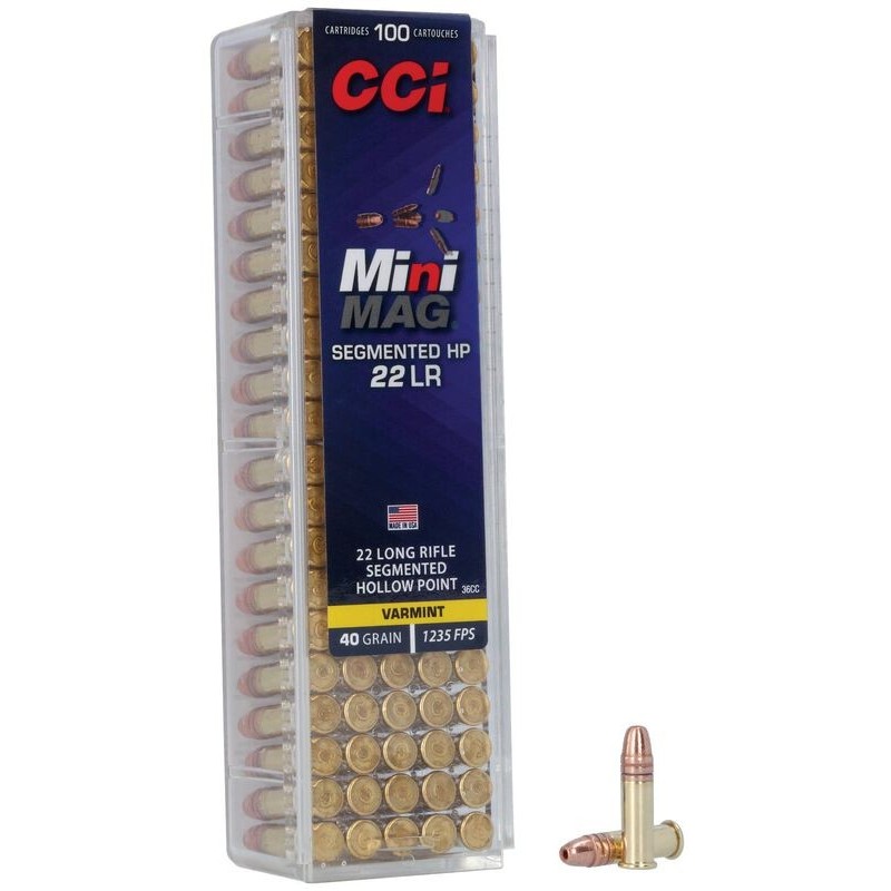 Cartouches CCI MINIMAG SEGMENTED Calibre 22LR 40gr HP Cuivrée X100
