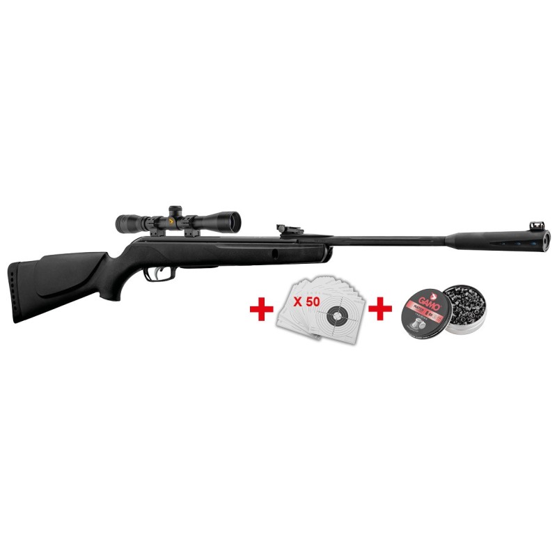 Pack Carabine air comprimé Gamo QUIET CAT - Plombs 4.5 mm - 19,9 Joule