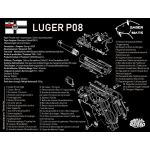Tapis de démontage/entretien - Marque SABER MATS - LUGER P08 - XXL - 50X38CM - En francais