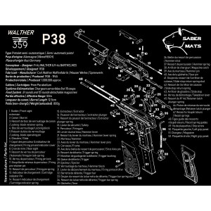 Tapis de démontage/entretien - Marque SABER MATS - WALTHER P38 - XXL - 50X38CM - En francais