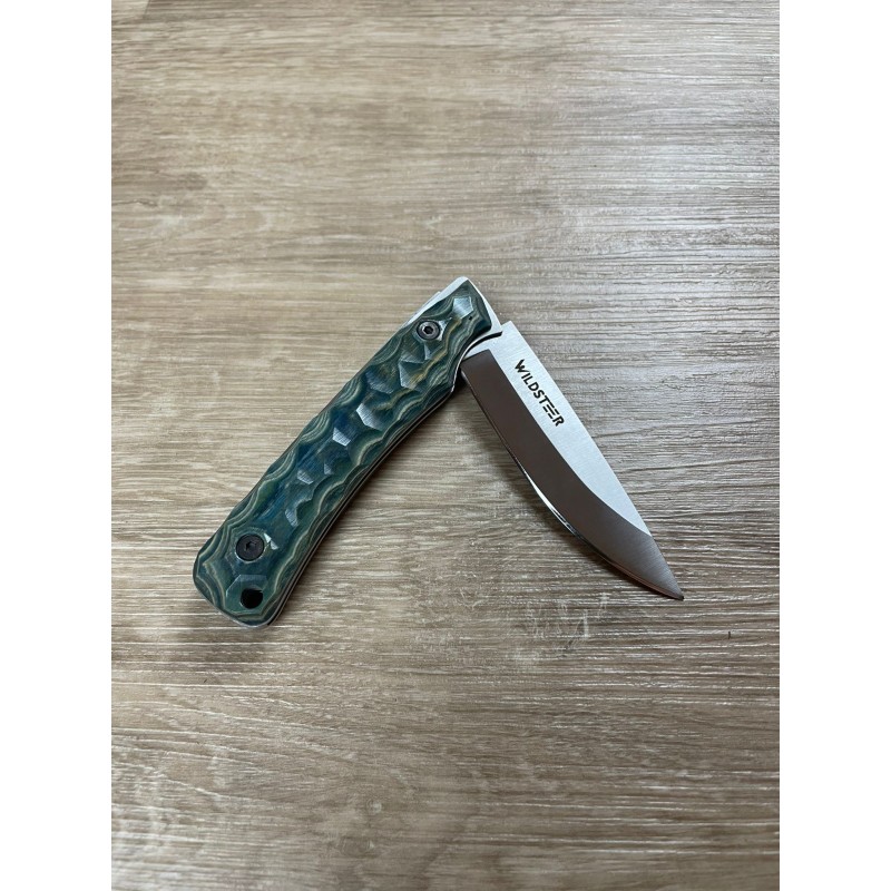 Couteau Wildsteer TROLL Pliant Brossé BLEU VERT  18,6 cm
