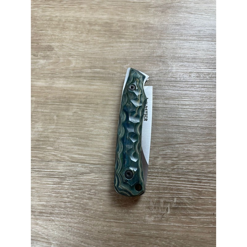 Couteau Wildsteer TROLL Pliant Brossé BLEU VERT  18,6 cm