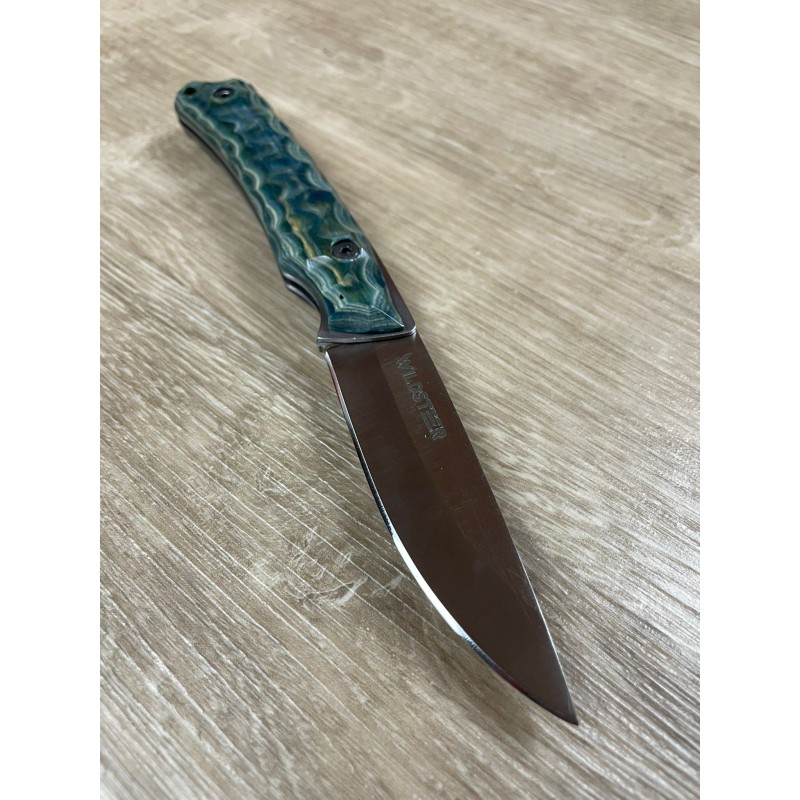 Couteau Wildsteer TROLL Pliant Brossé BLEU VERT  18,6 cm