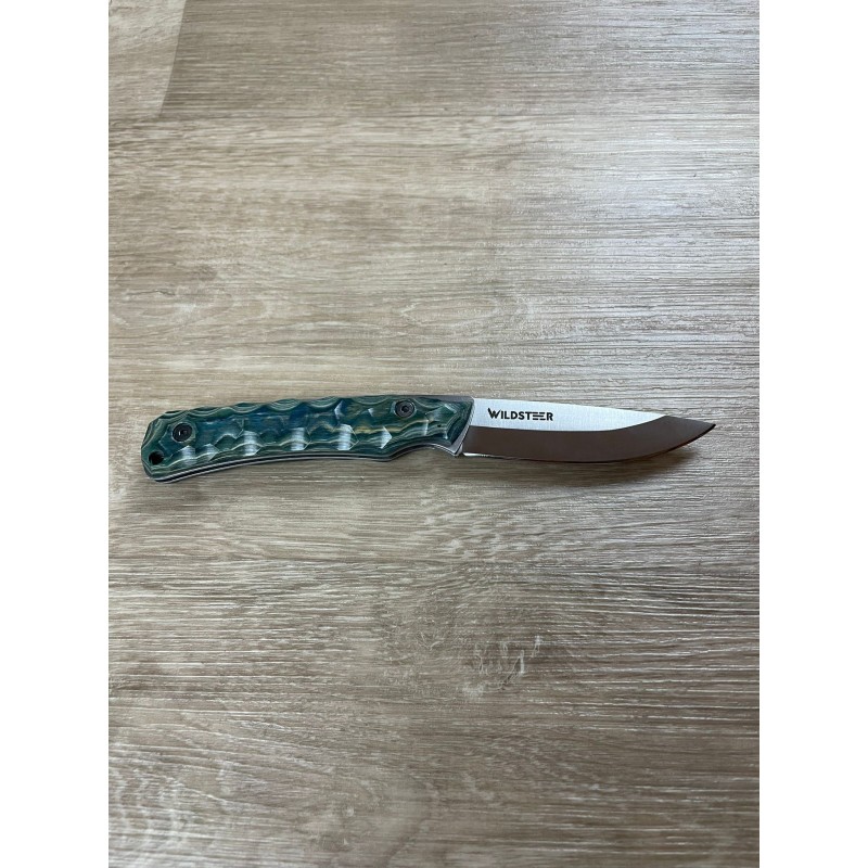 Couteau Wildsteer TROLL Pliant Brossé BLEU VERT  18,6 cm