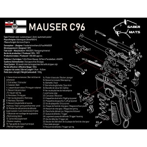 Tapis de démontage/entretien - Marque SABER MATS - MAUSER C96 - XXL - 50X38CM - En francais