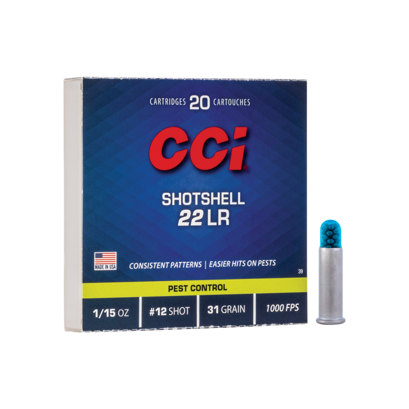 Cartouches CCI Cal: 22 LR SHOTSHELL - PLOMB n°12