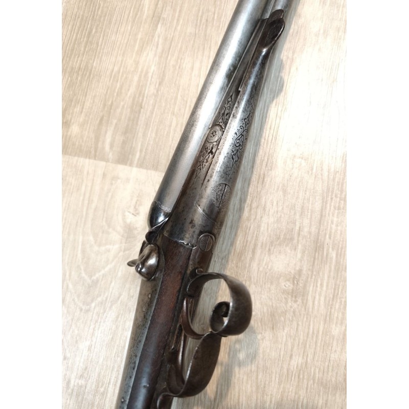 Fusil juxtaposé à chiens extérieurs artisan français cal 16/65