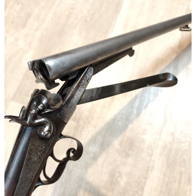 Fusil juxtaposé à chiens extérieurs artisan français cal 16/65