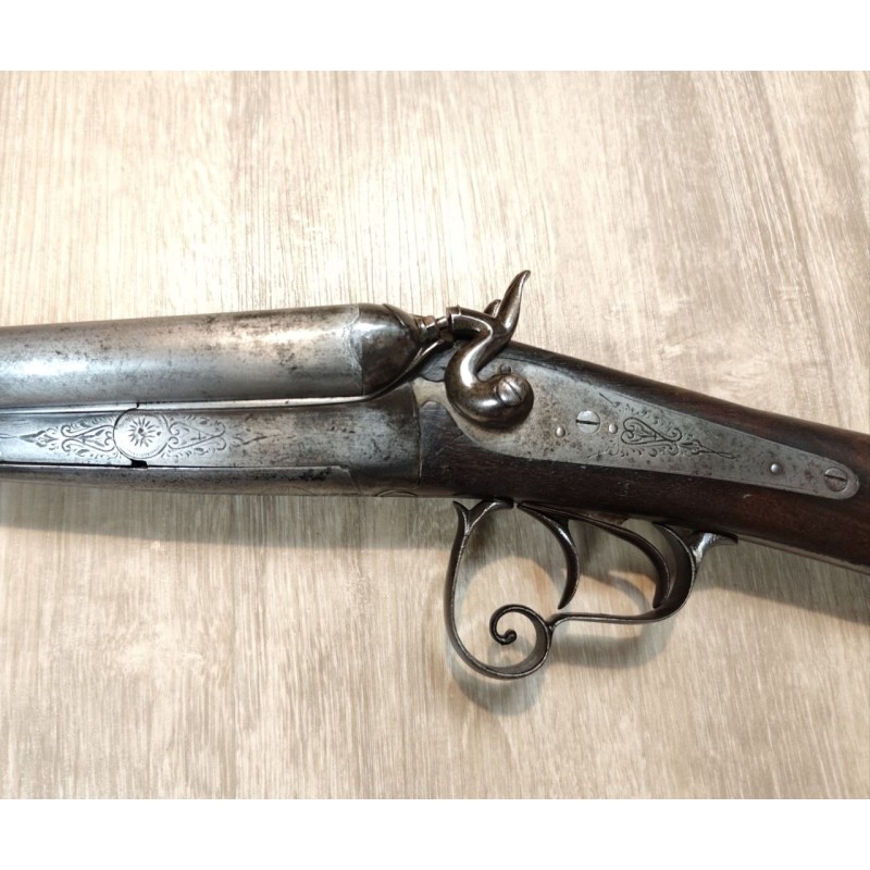Fusil juxtaposé à chiens extérieurs artisan français cal 16/65