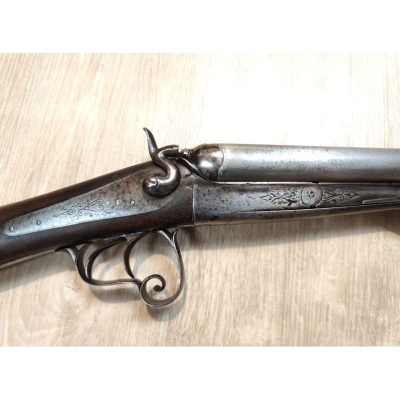 Fusil juxtaposé à chiens extérieurs artisan français cal 16/65
