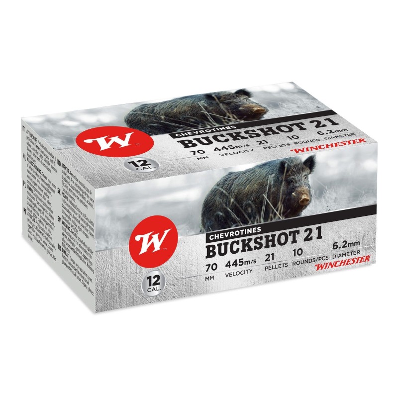 Chevrotines Winchester Buckshot 21 grains calibre 12/70