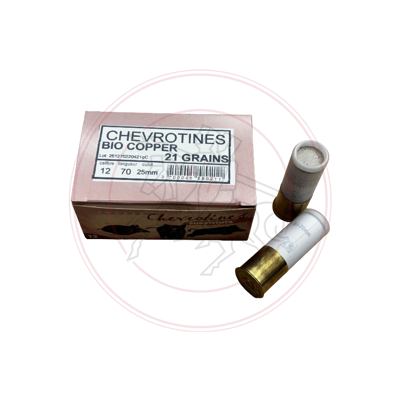 CARTOUCHES JOCKER CHEVROTINE BIO COPPER (CUIVRE) - Cal: 12/70 - 21 Gra