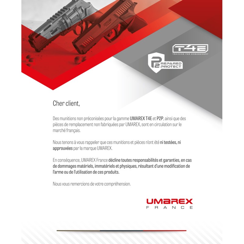 PACK pret a tiré Pistolet de défense UMAREX TPX50 GEN2 - Cal: 50 19,9j