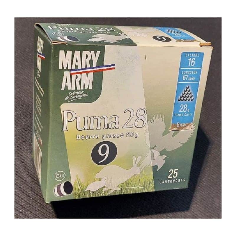 Cartouches MARY ARM PUMA 28 - Cal 16/67 28gr N°9 BG X25