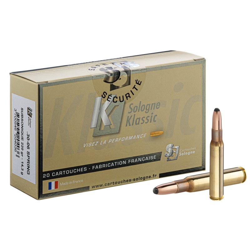 SOLOGNE klassic 30-06 SPRINGFIELD SUBSONIQUE 220 grs - Boite de 20