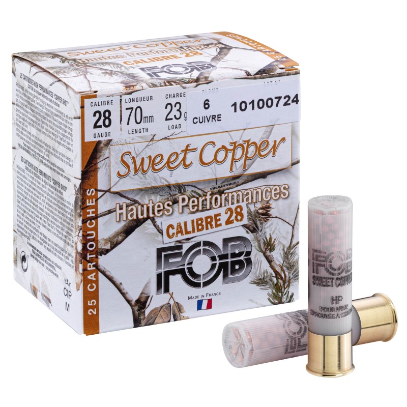 Cartouches FOB sweet copper (cuivre) - Cal: 28/70 - 23g - N°6 - par 25
