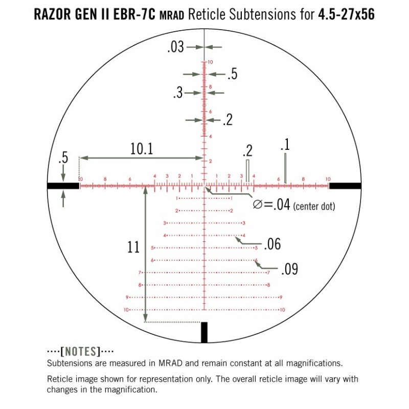 Lunette VORTEX modèle Razor HD Gen II - 4.5-27x56 - FFP EBR-7C Mrad