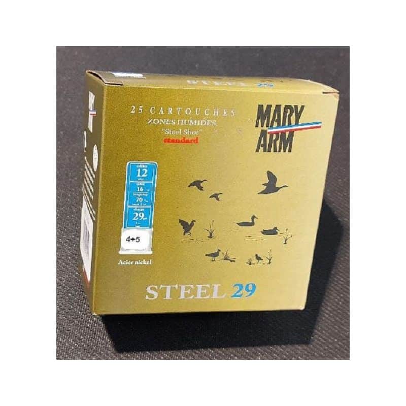 Cartouches MARY ARM STEEL 29 - Cal 12/70 29gr N°4+5 BJ X25