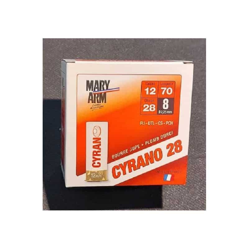 Cartouches ball trap MARY ARM CYRANO 28 - Cal 12/70 28gr N°8 BJ X25