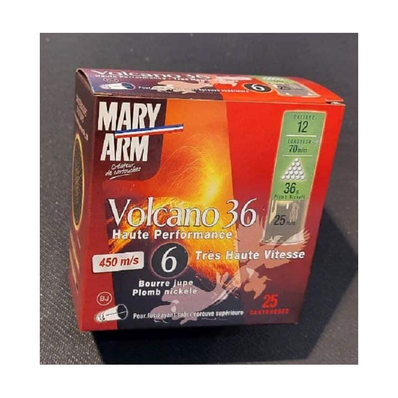 Cartouches MARY ARM VOLCANO 36 - Cal 12/70 36gr N°8 BJ X25