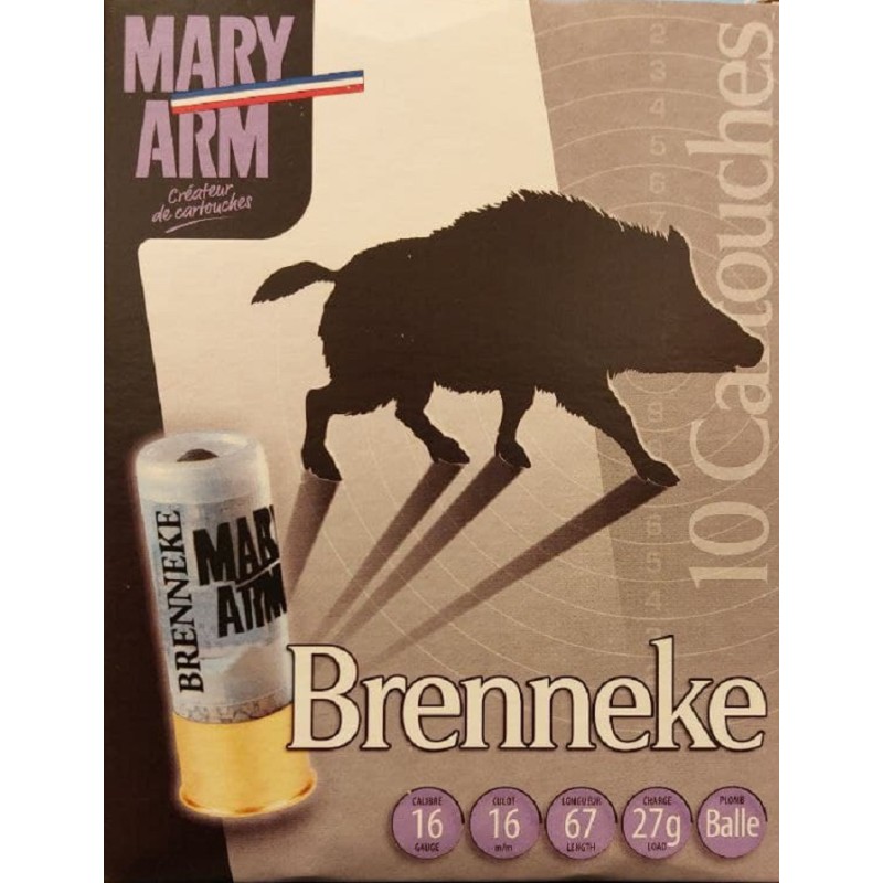 Cartouches MARY ARM BRENNEKE - Cal 16/67 27gr Balle