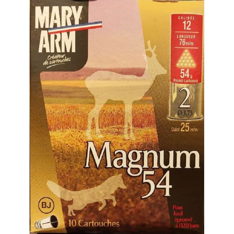 Cartouches MARY ARM MAGNUM 54 - Cal12/76 54gr N°2 BJ X10