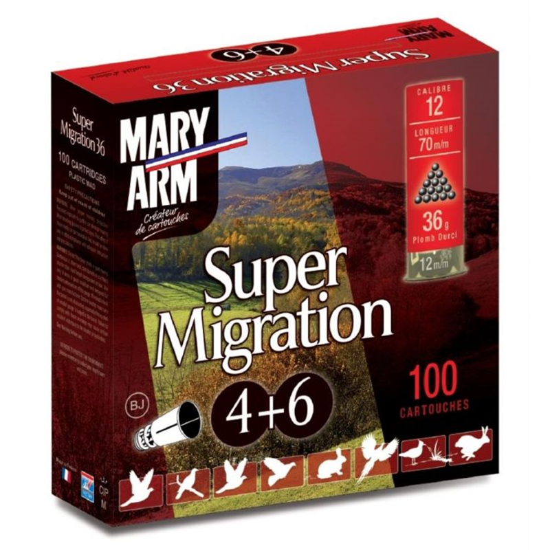 Cartouches MARY ARM PACK SUPER MIGRATION 36 - Cal 12/70 36GR N°4+6 X100