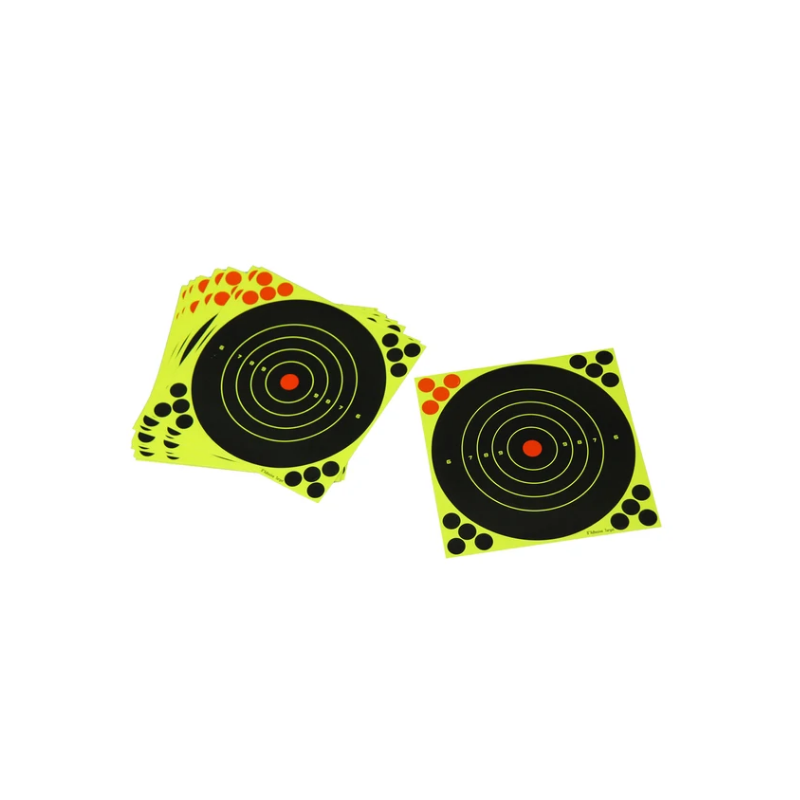 POWAIR - CIBLES SPLASH NOIRE/JAUNE FLUO -20X20cm - PAR 10 L