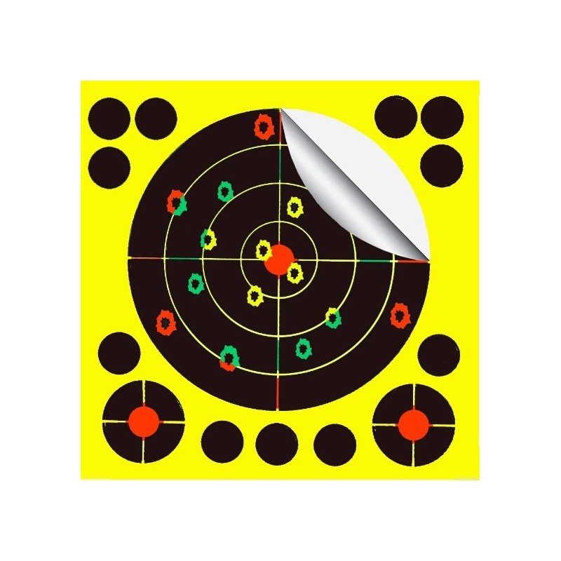 POWAIR - CIBLES SPLASH NOIRE JAUNE FLUO -20X20cm PAR 10 XL