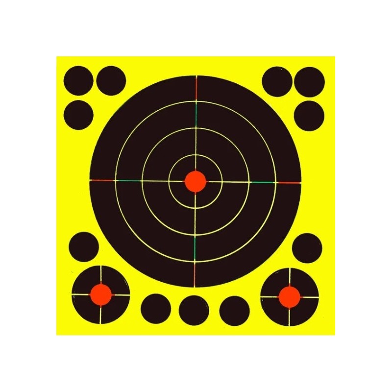 POWAIR - CIBLES SPLASH NOIRE JAUNE FLUO -20X20cm PAR 10 XL