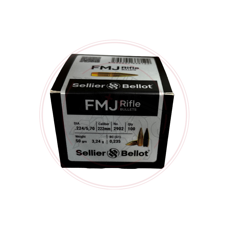 Ogives Sellier Bellot - Calibre 222 (.224") -  FMJ - 50 grains - 2902