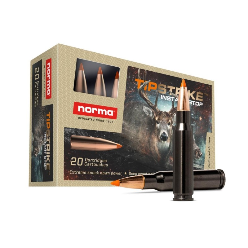 Cartouche Norma Tipstrike speciale canon court et silencieux .308 Win 11,0 g - 170gr boîte de 20 munitions