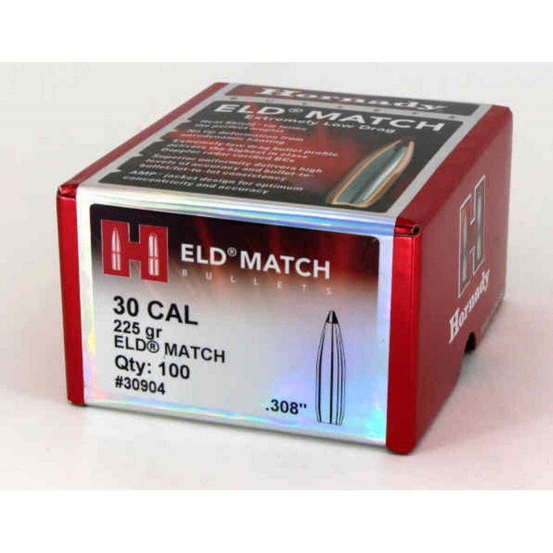 Ogives HORNADY 30 .308 225gr ELD MATCH 30904 - Boite de 100 unités