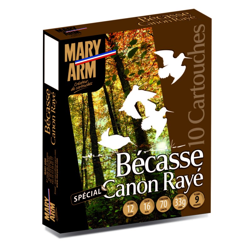 Cartouches MARY ARM BECASSE CANON RAYE - Cal 12/70 33.gr N°9 BJX10