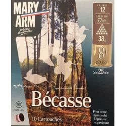 Cartouches MARY ARM BECASSE 38 - Cal 12/70 38gr N°8 BG Feutre Rose X10