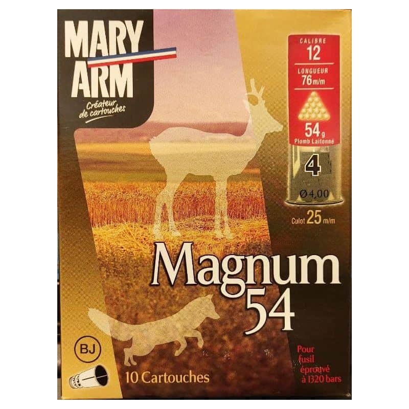 Cartouches MARY ARM MAGNUM 54 - Cal12/76 54gr N°4 BJ X10