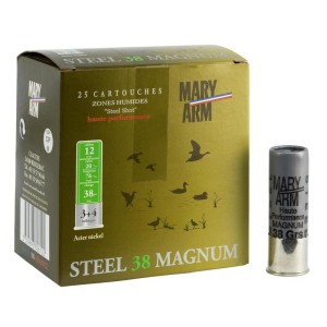 Cartouches MARY ARM STEEL 38 MAGNUM - Cal 12/76 38gr N°3+4X25