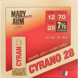 Cartouches ball trap MARY ARM CYRANO 28 - Cal 12/70 28gr N°7,5BJ X25