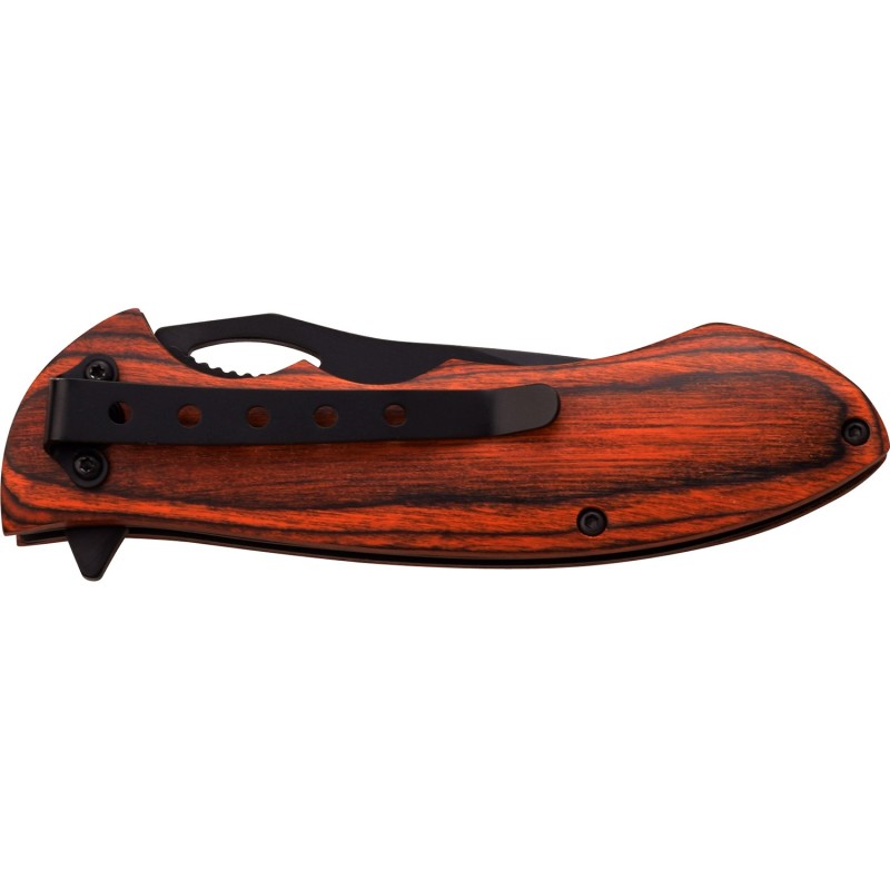 ELK RIDGE Couteau de poche pliant Spring-Assist Lame de chasse en bois marron